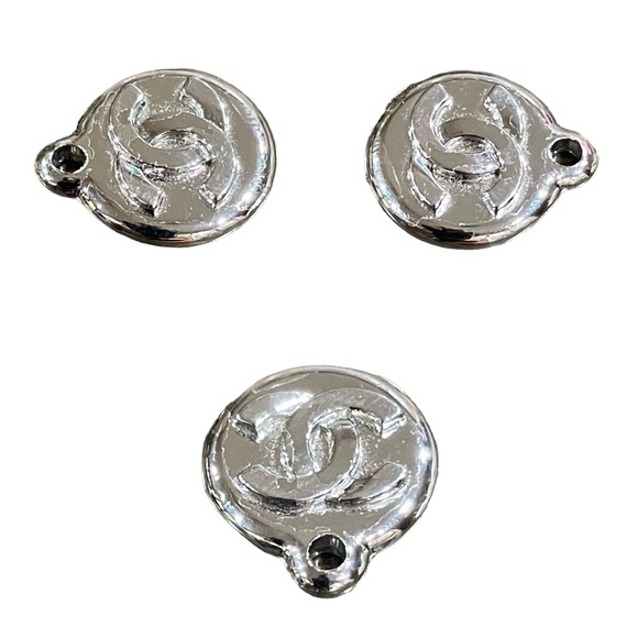 Authentic CHANEL Zipper Pull Silver CC Logo Vintage - Picture 3 of 11